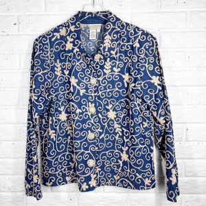 VINTAGE COLDWATER CREEK Lightweight Denim Jacket with Embroidery Stitched Detail